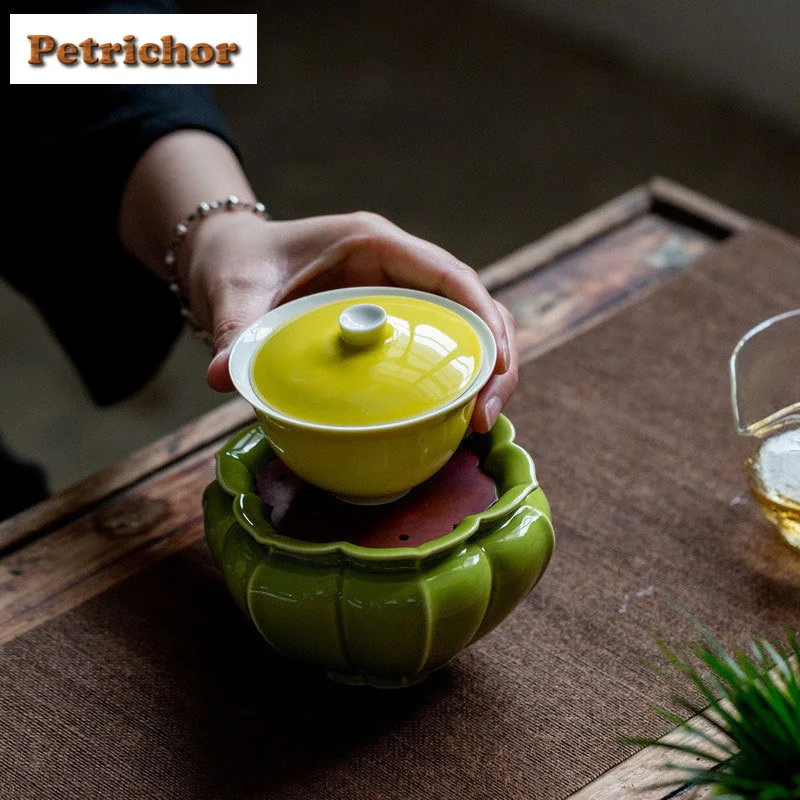 350 مللي صفائح نحاسية مصنوعة يدويًا طبقة مزدوجة زهور الكستناء المائية جيانشوي غسل كوب وعاء تشاكسي لوازم معدات الشرب #3