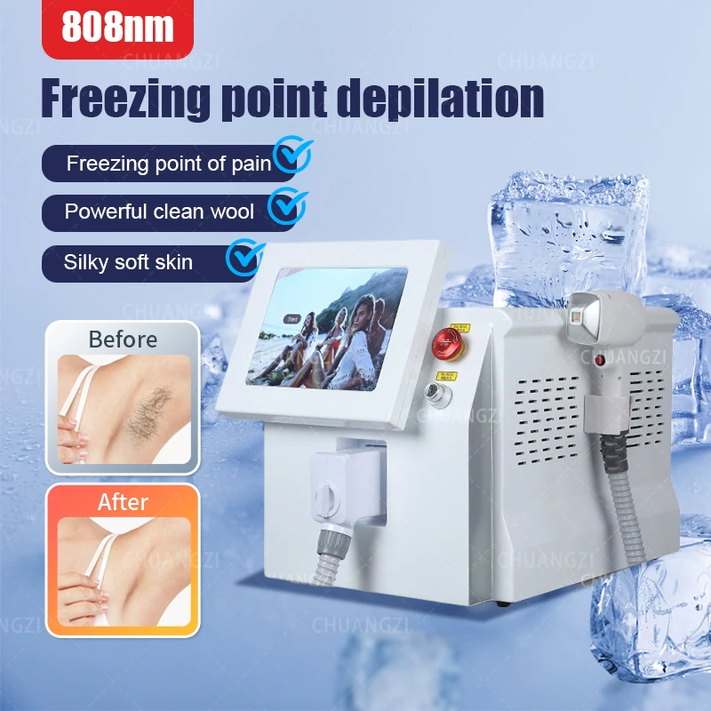 

808nm Diode Las-er Hair Removal Machine 2000W Depilation Equipment Professional Three Wavelengths Ice Titanium Device for Salon