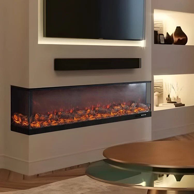 Electric Fireplace 3 Sided Glass Fire View 1800 MM/70 Inch Best Linear Efficient 6 Colors Led Light Controllable 2D Fireplace