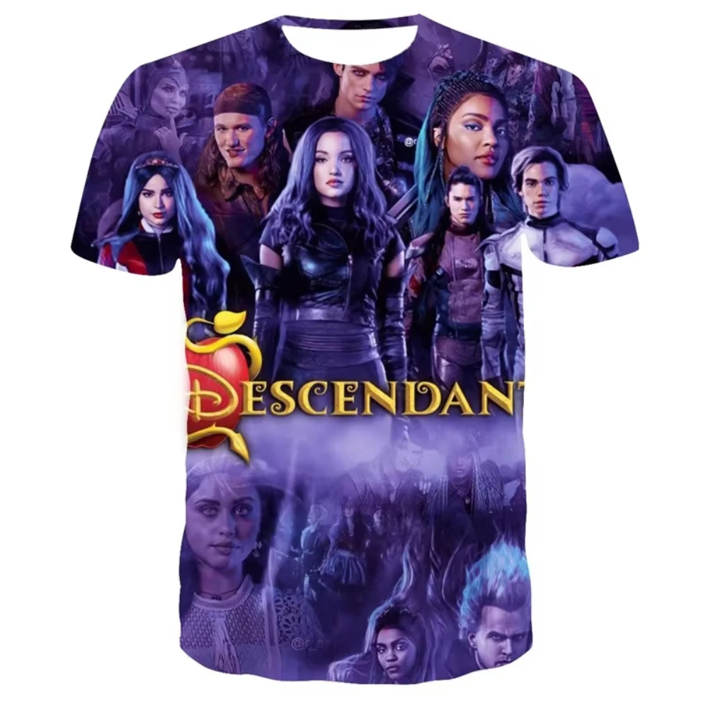 Disney Descends Men's And Women's 3d Printed T-Shirts Harajuku O-Collar Short-Sleeved Top Kids' Boys Girls Temperament T Shirts