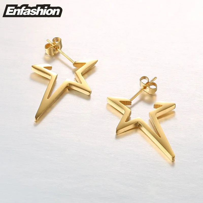 Enfashion Star Earrings Punk Stud Earring Rose Gold Color Earings Stainless Steel Earrings For Women Jewelry Wholesale