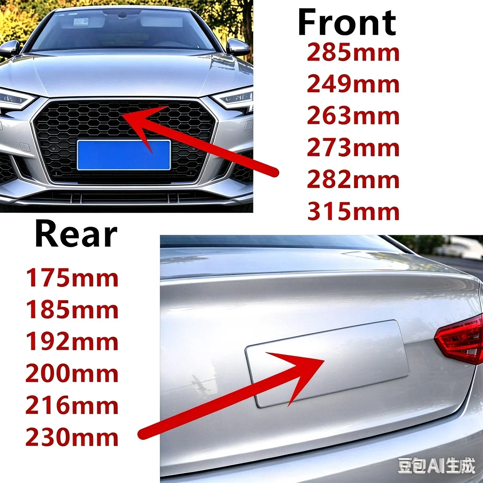 4 Ring logo ABS Silver/Black Car Hood Front Bonnet Grill Rear Trunk Emblem Badge Sticker For Audi A3 A4 A5 A6 A7 Q2 Q3 Q5 Q8 TT