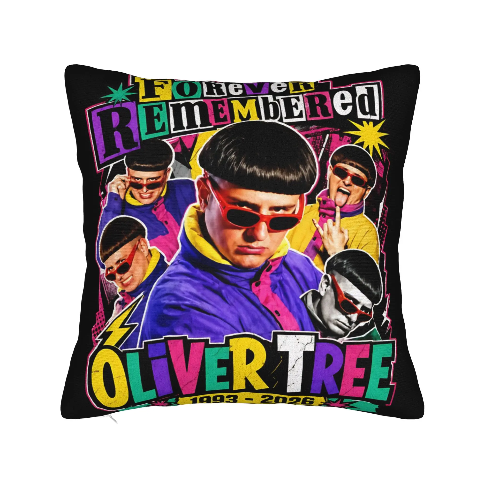 Oliver Tree Rest In Peace 1993 to 2026 Memorial Square Pillowcases  Couch Cushion Case Cute Decorative Throw Pillow Case 45*45