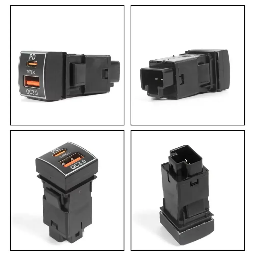 Kebidumei 12V/24V Auto-Ladegerät PD QC3.0 Ladebuchse Stromadapter USB-Anschluss mit Kabel LED-Licht für Toyota Auto-Zubehör – Detail 4