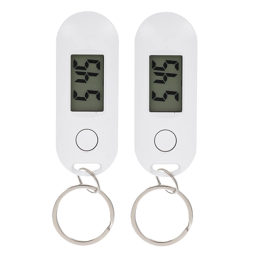 

2pcs White Electronic Watch Keychain Digital Student Watches Hanging Backpack Keyring Plastic Nurses Mute Timepiece Gifts