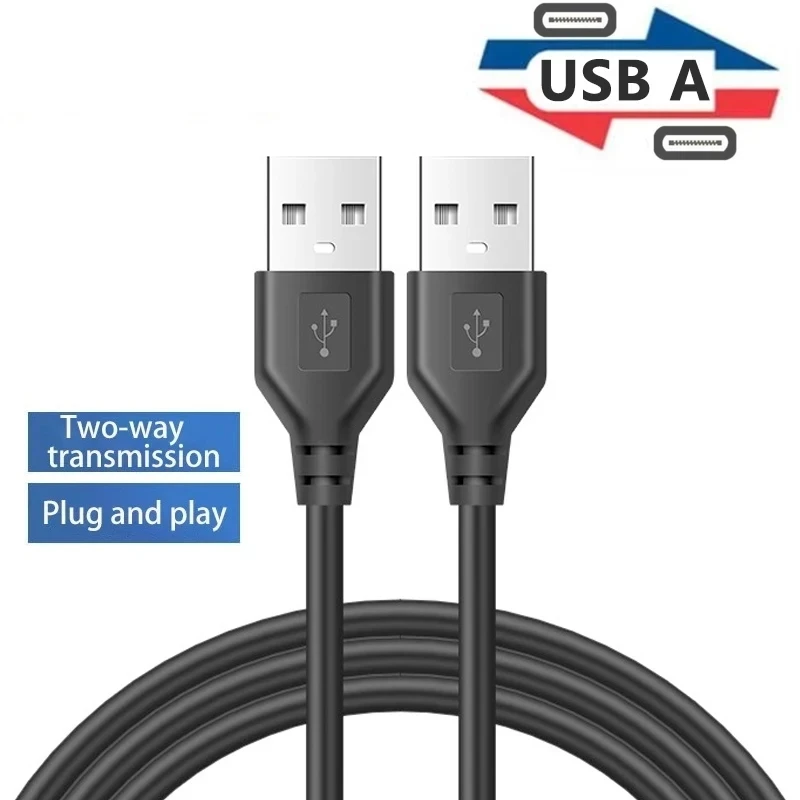 Przedłużacz USB A męski na USB męski Podwójny przedłużacz USB2.0 do chłodnicy Dysk twardy Kamera internetowa Przedłużacz USB do transmisji danych