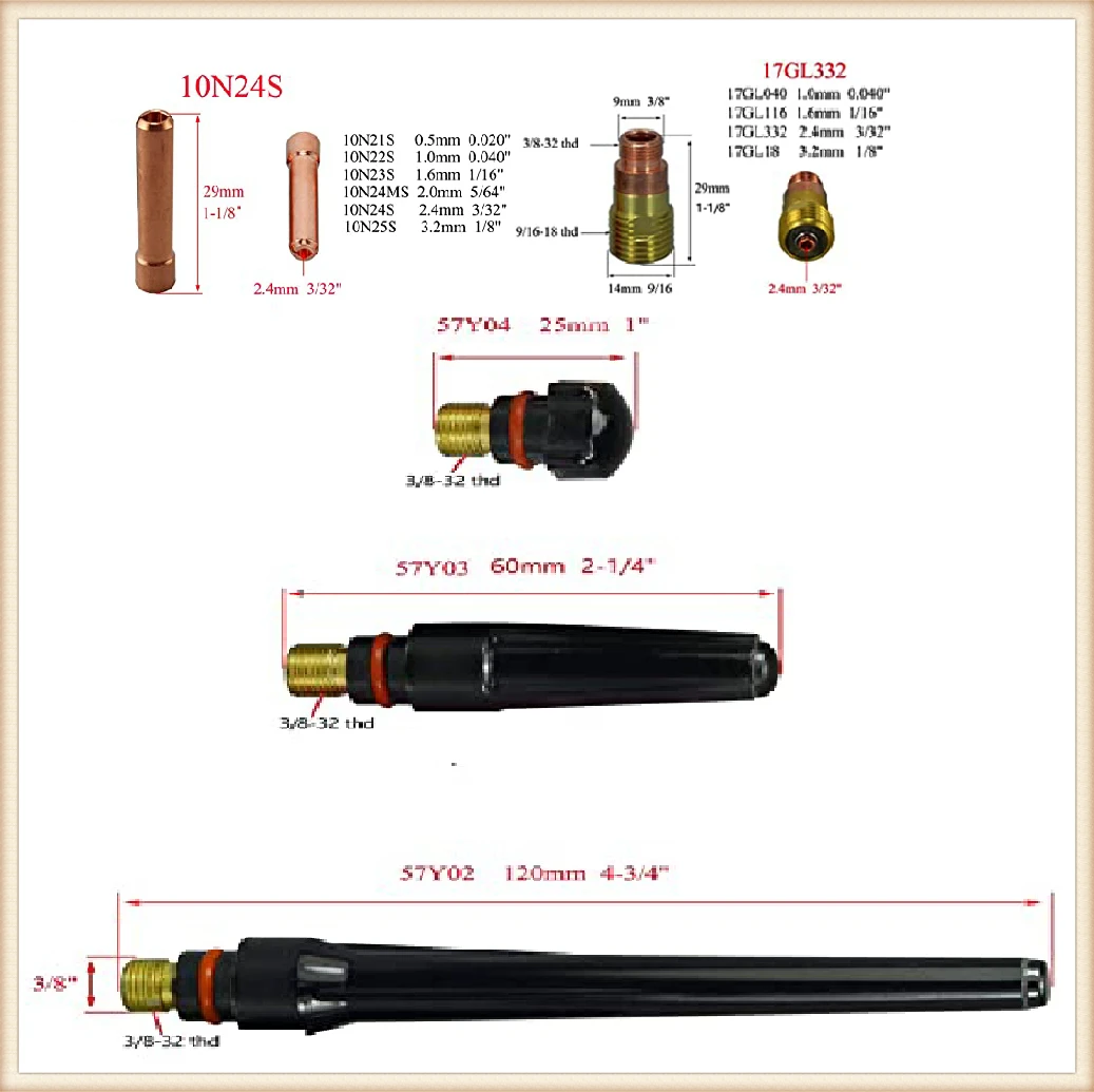 Top 49Pcs TIG Welding Tools Kits Torch Stubby Gas Lens for WP17 WP18 WP26 TIG 10 Pyrex Glass Cup Spares Durable Accessories Sets