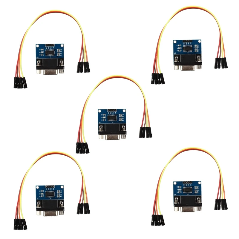 Najlepsze oferty 5X MAX3232 Port szeregowy RS232 na moduł konwertera DB9 TTL z 20 kablami skokowymi