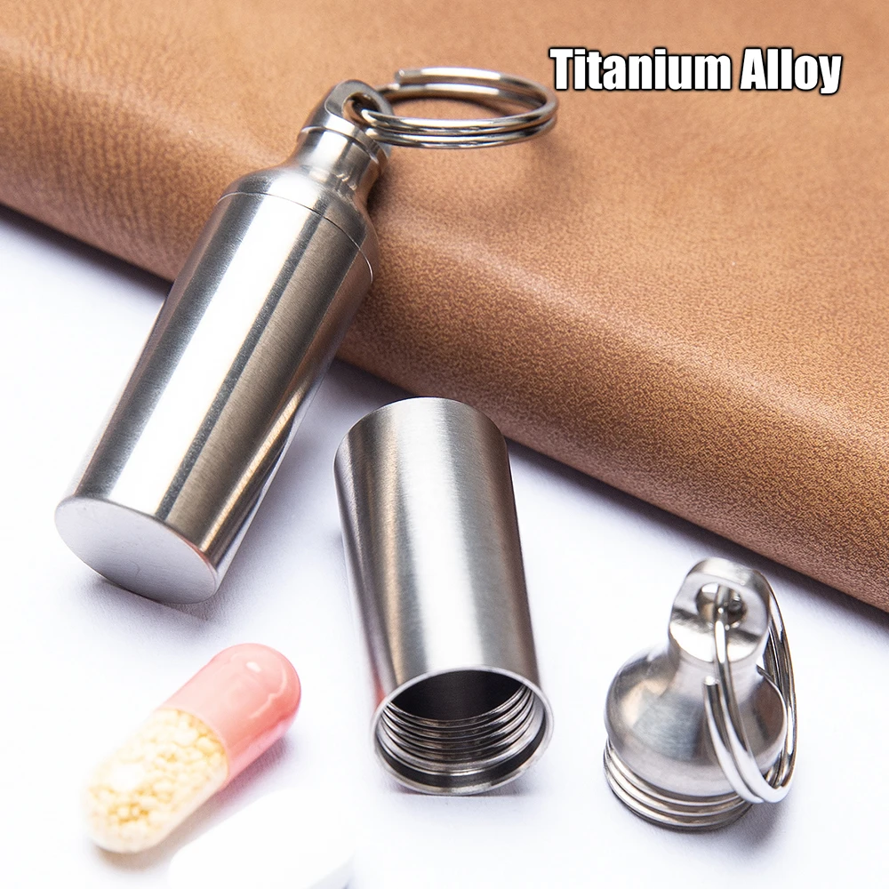 4CM MINI Pure Titanium Waterproof Small Medicine Bottle Portable First Aid Pill Bottle Sealed Jar EDC Airtight Storage Container