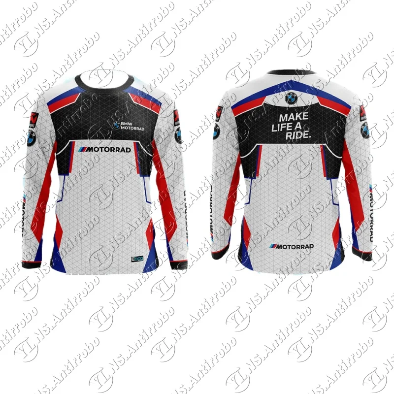

Футболка с принтом BMW Летняя футболка BMW MOTORRAD Мужская футболка с длинными рукавами Впитывающая пот дышащая быстросохнущая мото футболка