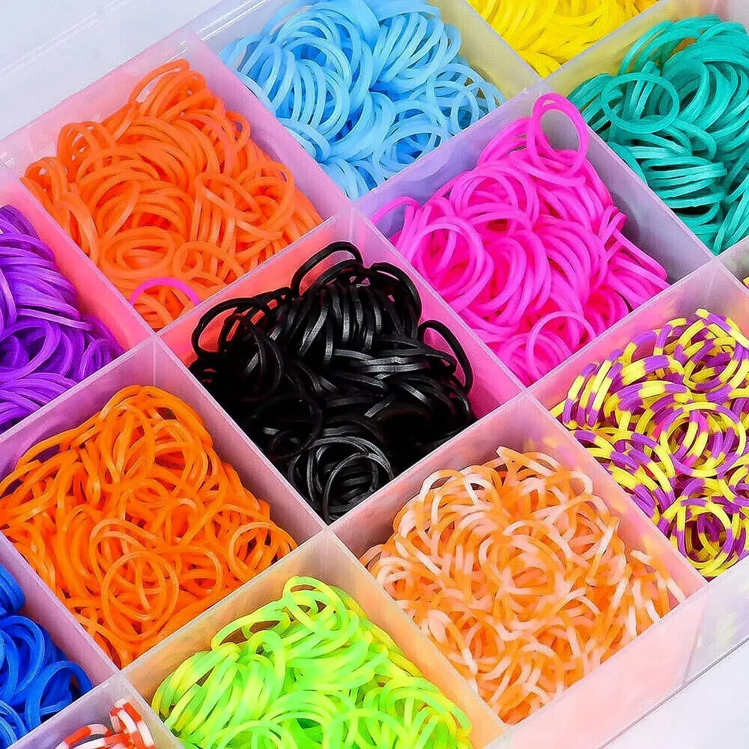 Tęczowe bransoletki Krosno +4500 szt. DIY Łatwe bez krosna (DIY Loom Bands) Arts & Crafts, Zabawki Gumki do bransoletek