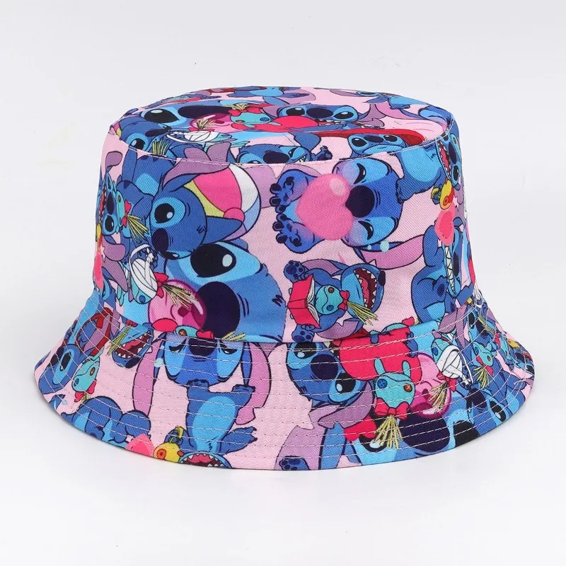 Disney Stitch Bucket Hats Outdoor Fishing Hat Men Women Headwear Foldable Vacation Fishing Fisherman Headwear Hat UV Protection