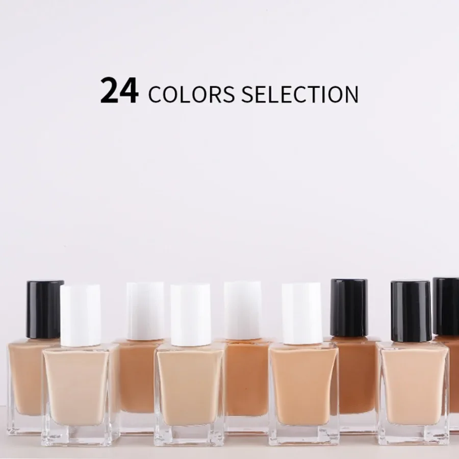 Private Label 24colors Oil Control Liquid Foundation Long Lasting Waterproof Non-fading High Coveage Brighten Facial Makeup Bulk