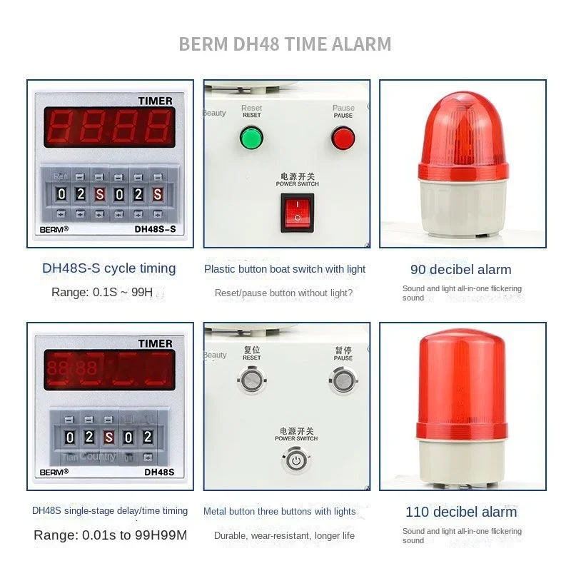 Time Alarm 1101 Timing Alarm 2071 Industrial Workshop Equipment Reminder Sound and Light Loop Timing Dh48