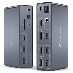 HDMI Displayport USB C Docking Station Dual Monitor for Laptop & Desktop (13-in-1) MST DP1.4 4K@120Hz+HDMI2.0 4K@60Hz,10Gbp data