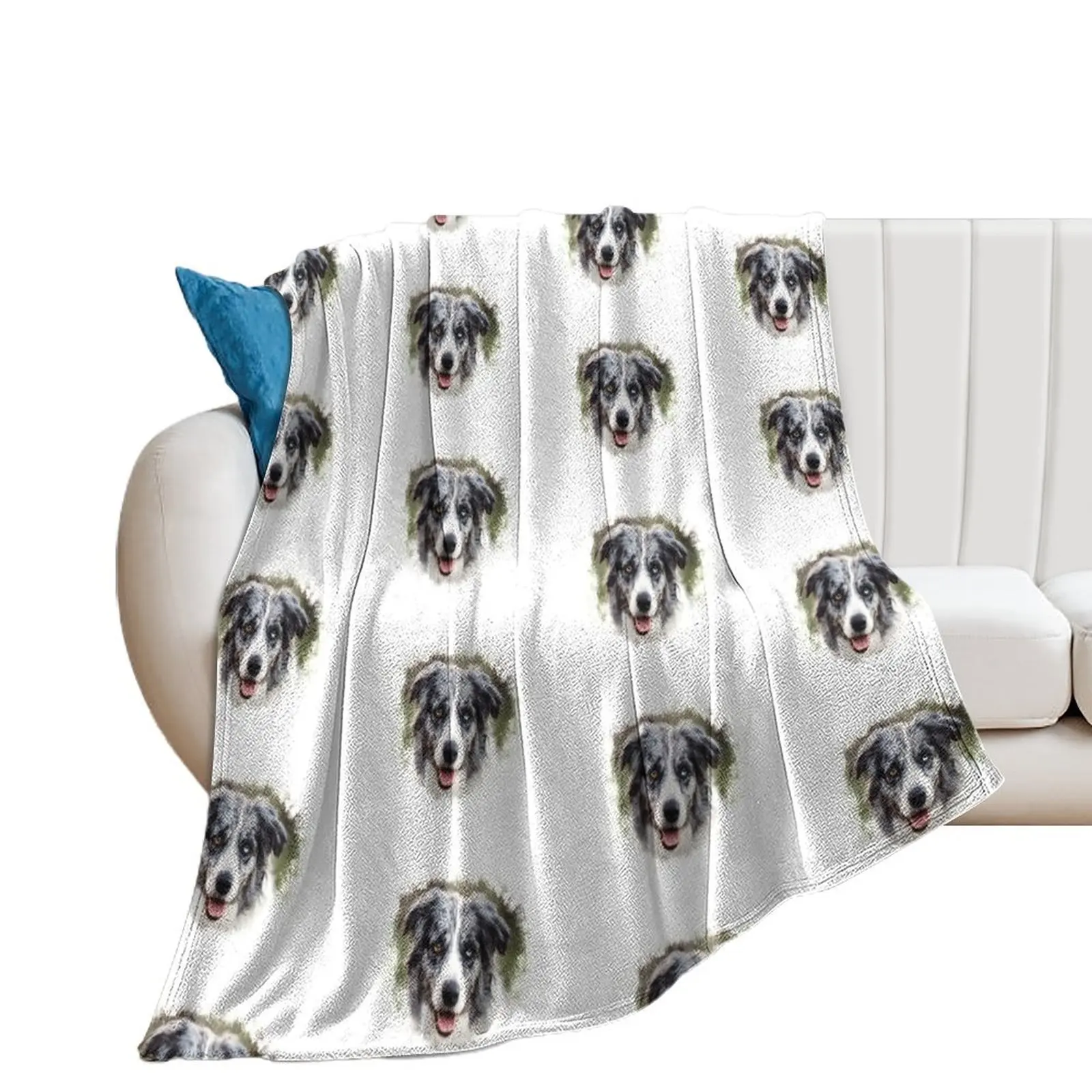 

Blue Merle Border Collie! Throw Blanket Sofa Nap Blankets