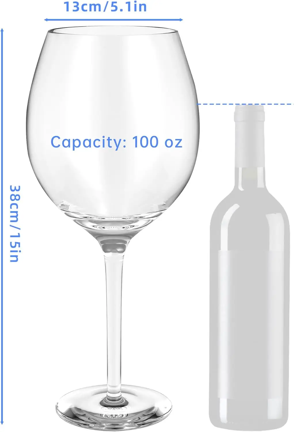 Artisan 100oz Hand-Blown Giant Wine Glass for Celebrations & Gatherings, 15