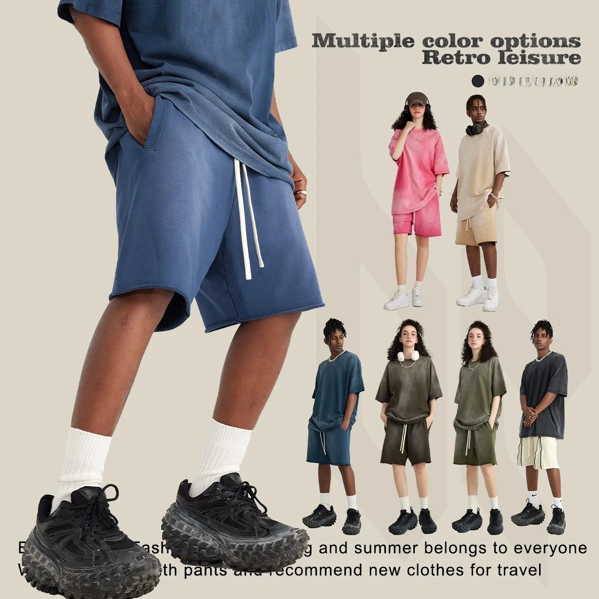 

INF Spring Summer New Heavyweight Waed adient M ort Pants American Vintage Trendy Five-Point Men's Casual orts