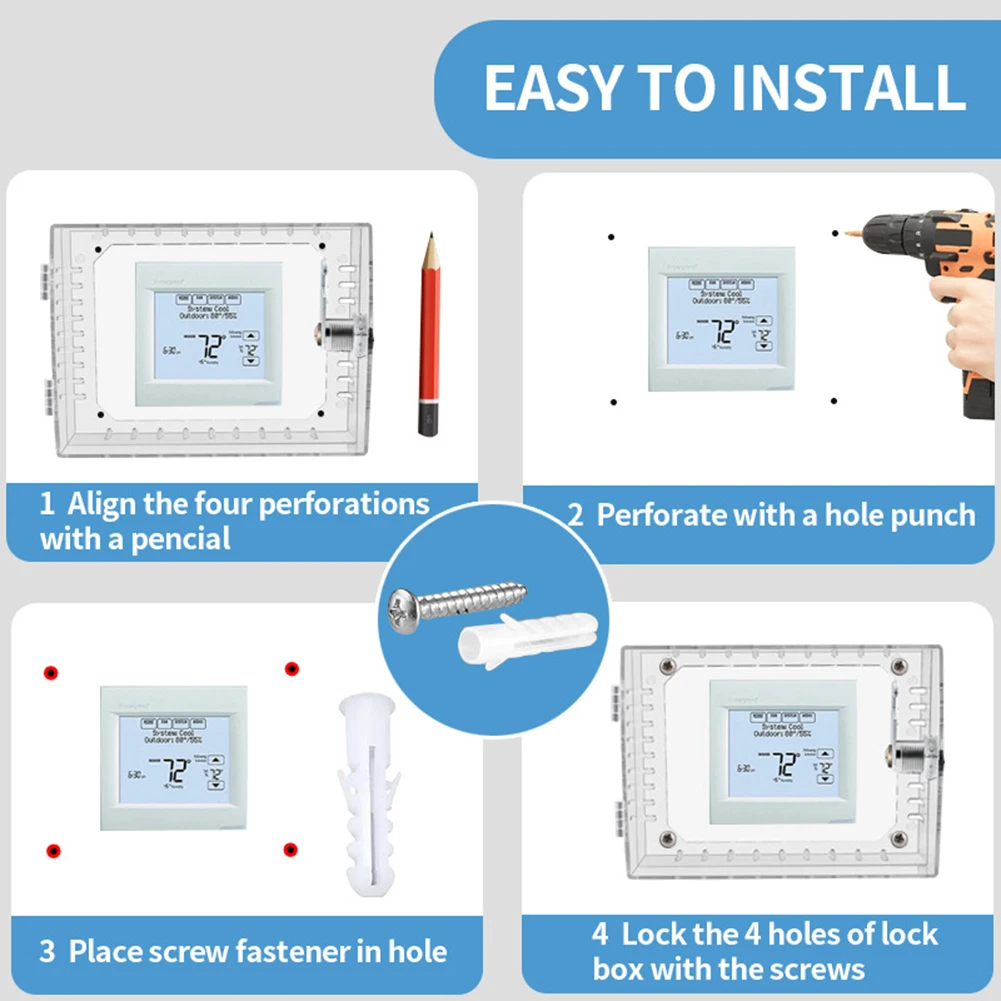 For Thermostat Security Combination Lock Box Password Protection Energy Efficiency Management Transparent Thermostat Protection