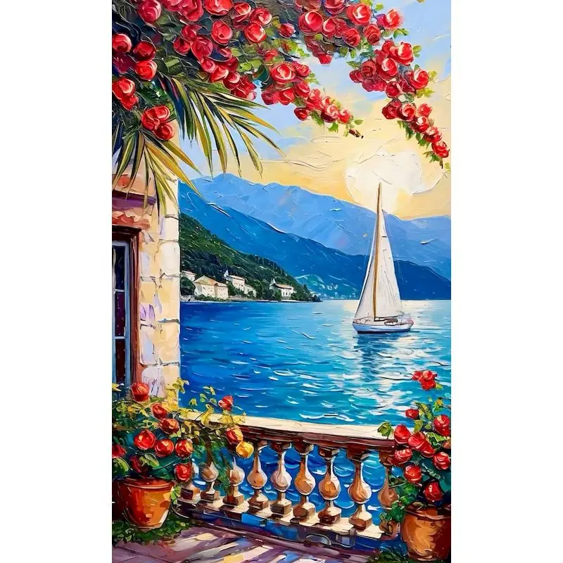 

GATYZTORY Seaside Paint By Numbers Handmade Picture Drawing Landscape 40x50cm For Adults Coloring By Numbers
