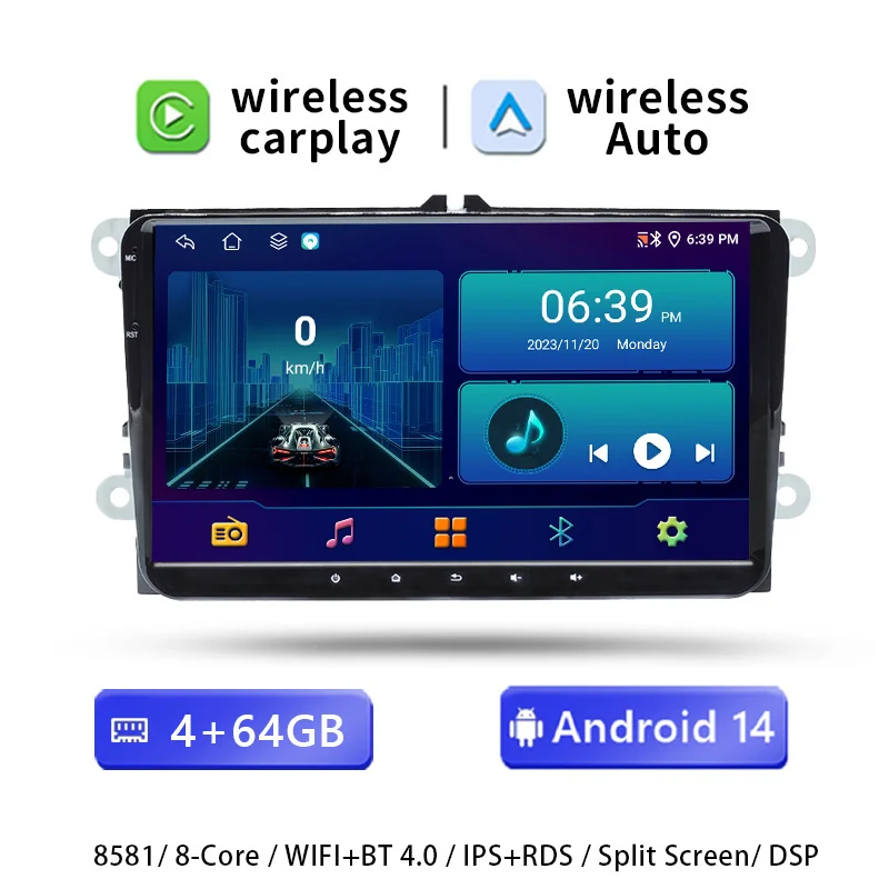 Android 14 autoradio multimediasysteem voor VW Passat B6 B7 CC T5 Amarok Skoda Octavia 2 Tiguan Seat Leon Golf 5 6 Intelligent Systeem