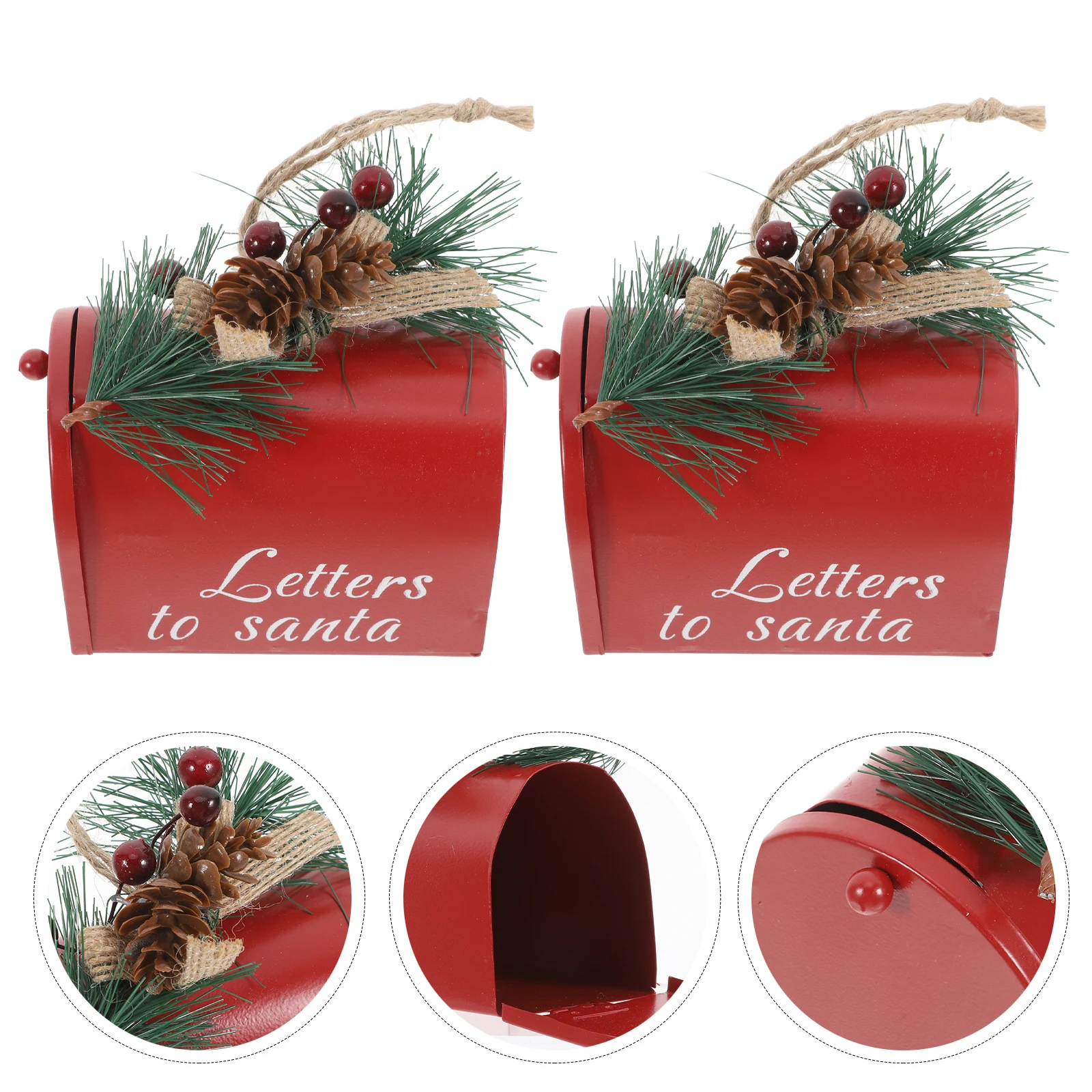 

2 Pcs Letter Metal Mailbox Decoration Christmas Decorations Hanging Iron Ornament