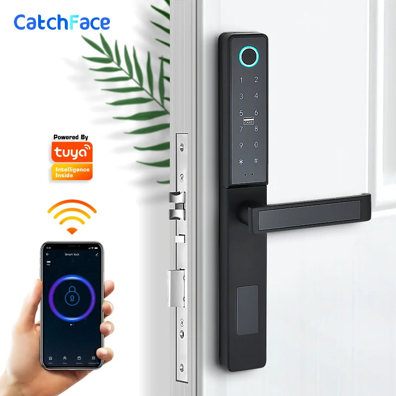 Wifi Aluminum Electronic Digital Fingerprint Door Lock for Glass Sliding or Wooden Home Security  Waterproof