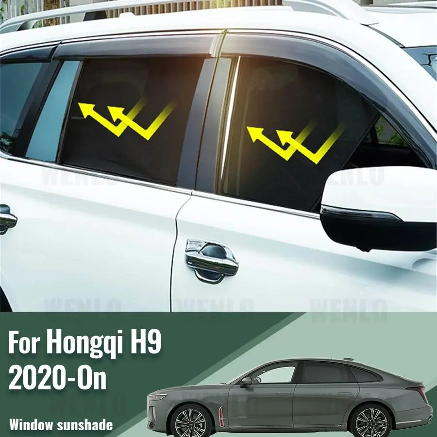 For Hongqi H9 2020-2022 2023 2024 Front Windshield Frame Curtain Magnetic Car Sunshade Shield Rear Side Window Sun Shade Visor