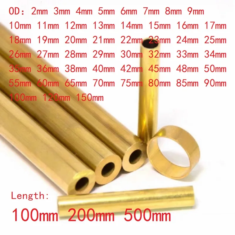 Brass Tube Brass Alloy Pipe Straight Large Outer Diameter Length 100 200 500mm OD 2-150 mm