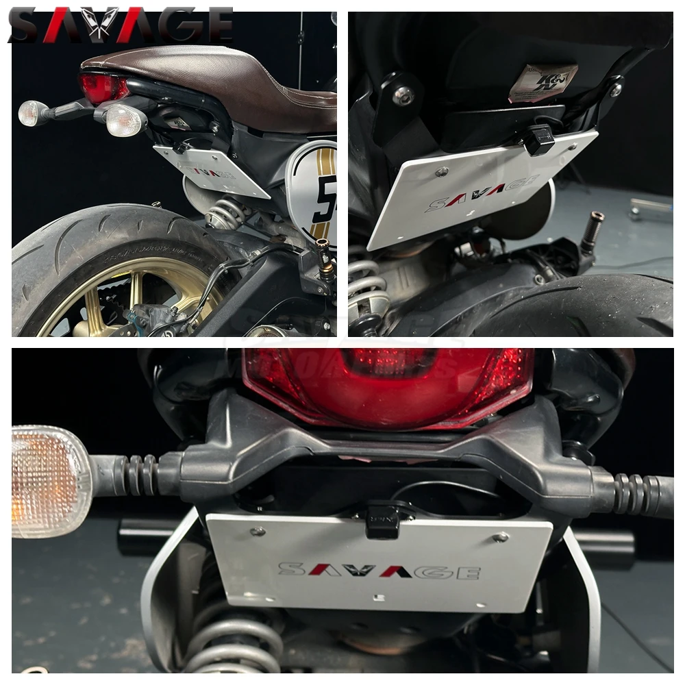 

Hidden License Plate Holder For Ducati Scrambler 800 Cafe Racer Nightshift 2015-2025 Tail Bracket LED Light Fender Eliminator