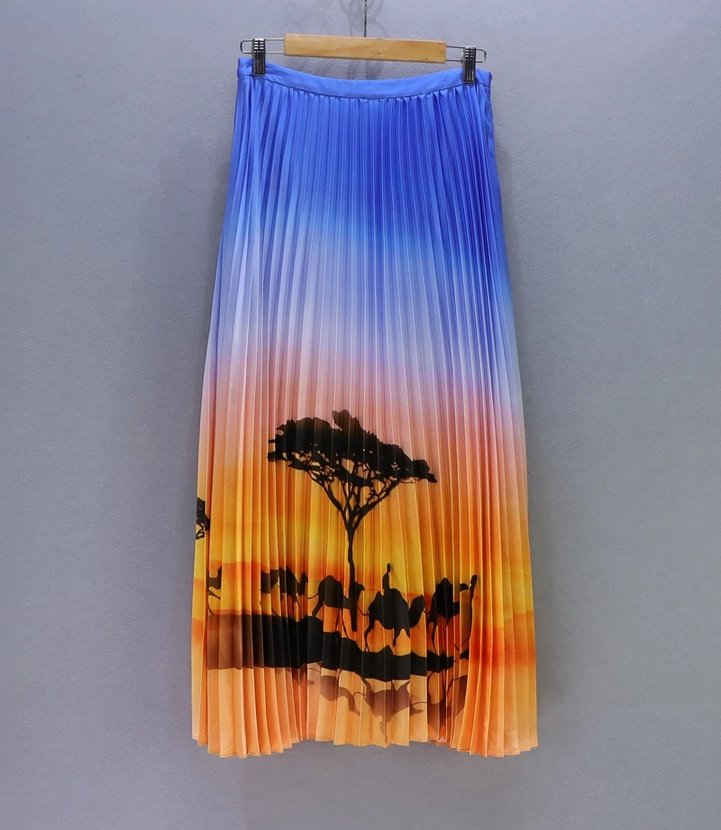 

Elegant Temperament, Pleated Large Hem, Half Skirt, Long Skirt For Women In Spring And Summer