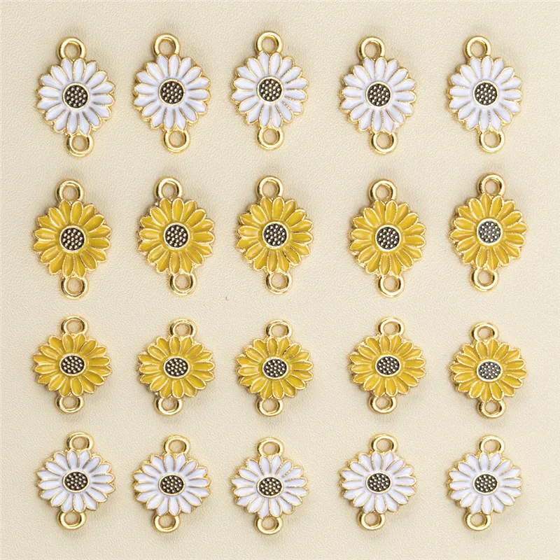 20pcs/lot Mixed Sunflower Daisy Flower Connector Charms Pendant DIY Handmade Necklace Bracelet for Jewelry Accessories