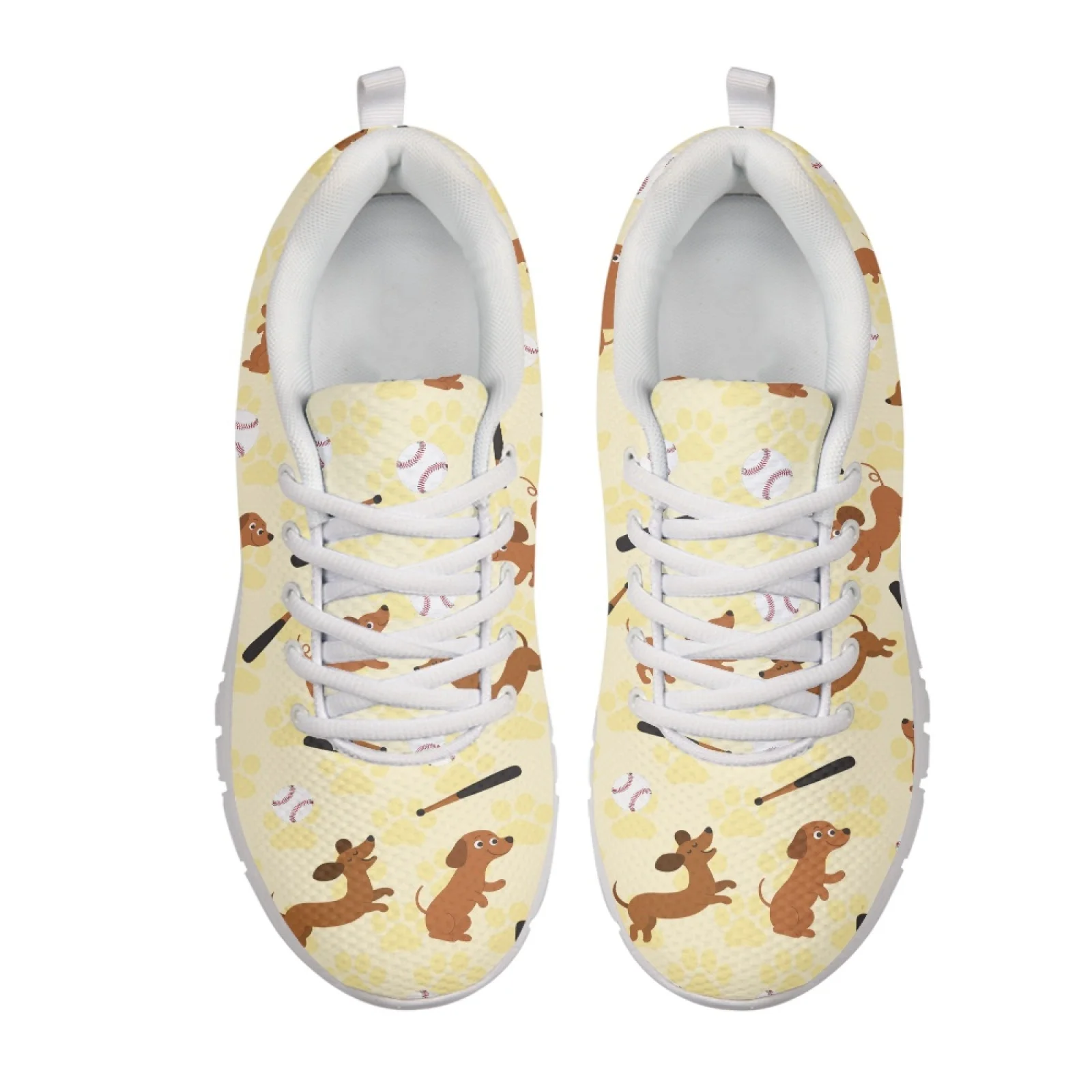 Coloranimal Baseball Dachshund Mesh & EVA Sole Mens Athletic Sneakers Footwear Lace Up Running Sneakers for Women New Trend
