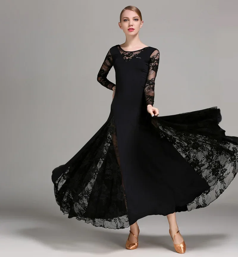 NEW Latin Ballroom Dance Dress Modern Waltz Tango Standard Lace Dress #S9010 evening dresses