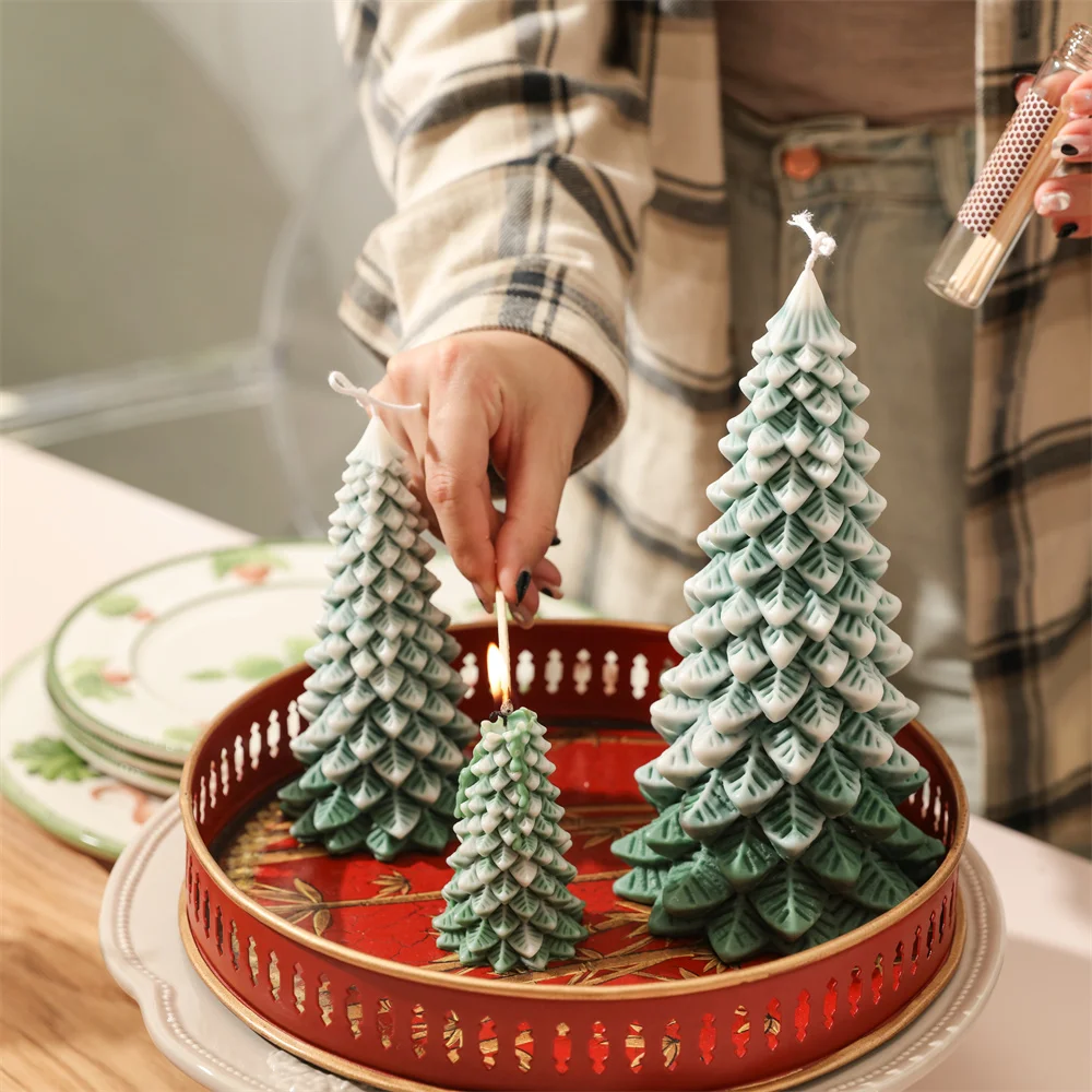 3D Christmas Tree Silicone Mold for Candle Making DIY Chritsmas Pine Tree Candle Mold Holiday Home Decor