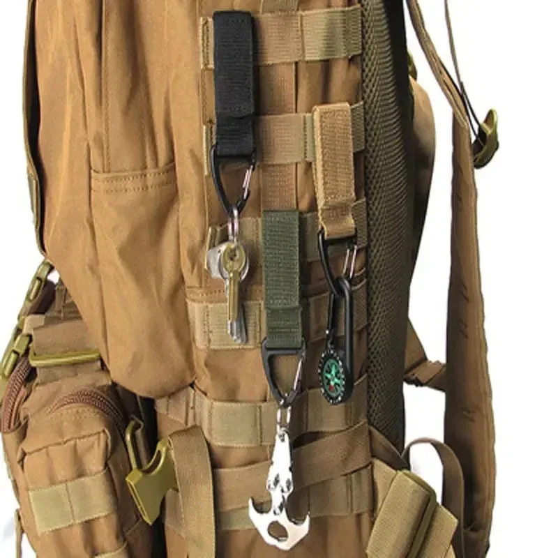 1/2/3/4Pcs Tactical Hanging Key Hook Clip Clamp Buckle Nylon Webbing Molle Belt Carabiner Outdoor Strap Climbing Accessories view 3
