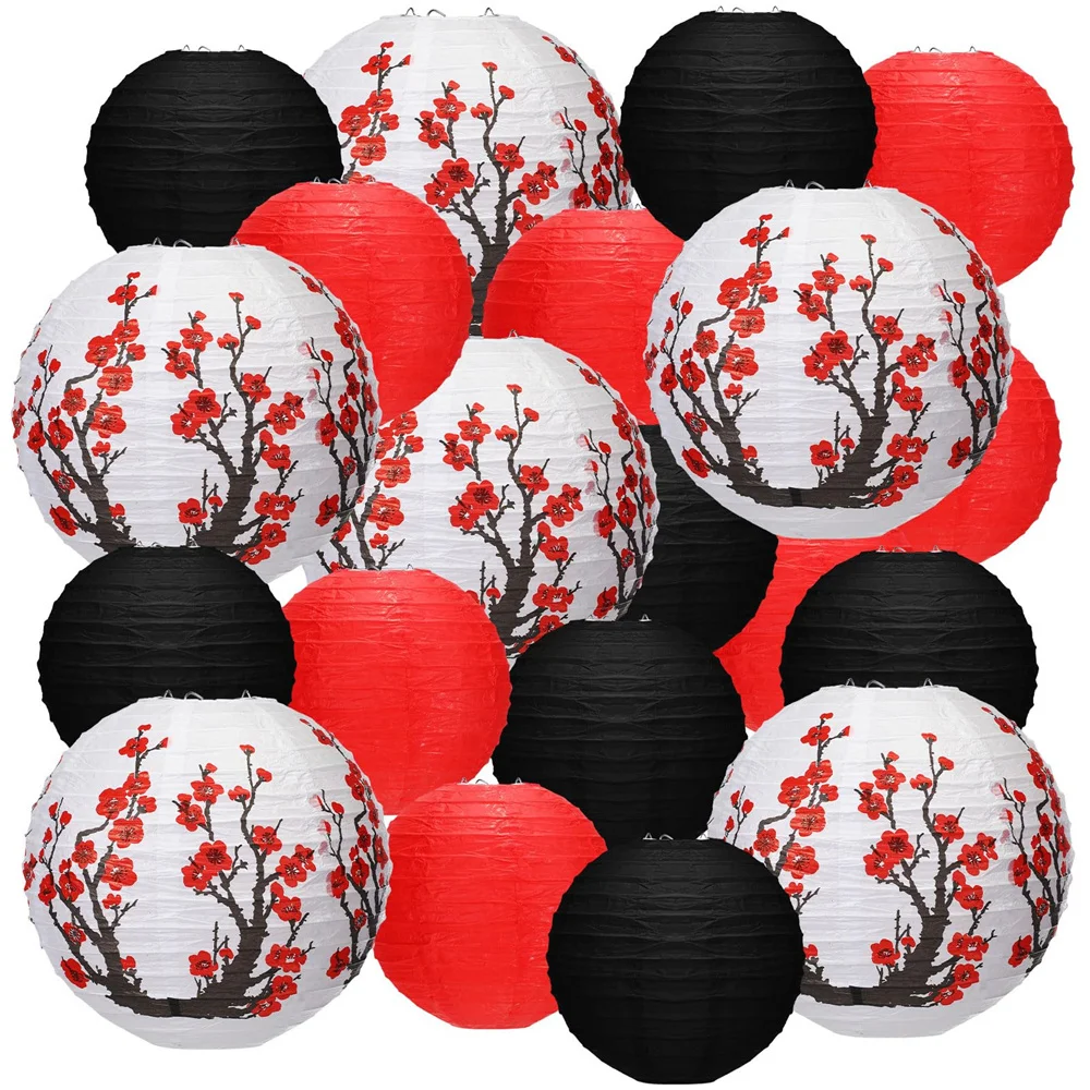 

​20pcs Sino Japanese Paper Lanterns Cherry Blossom Chinese Lanterns for Hibachi Party Wedding Home Restaurant Decor​