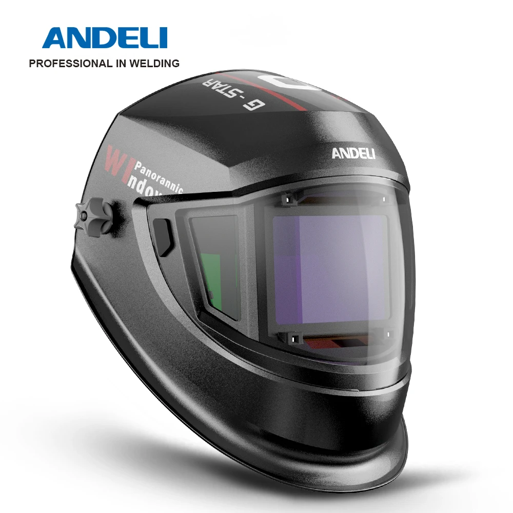 

ANDELI Welding helmet Large Viewing True Color Solar Powered Auto Darkening Welding Mask with Side View 4 Arc Sensor for Welding