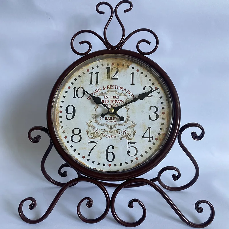 

European style iron art silent creative clock living room decoration Silent Retro Clock