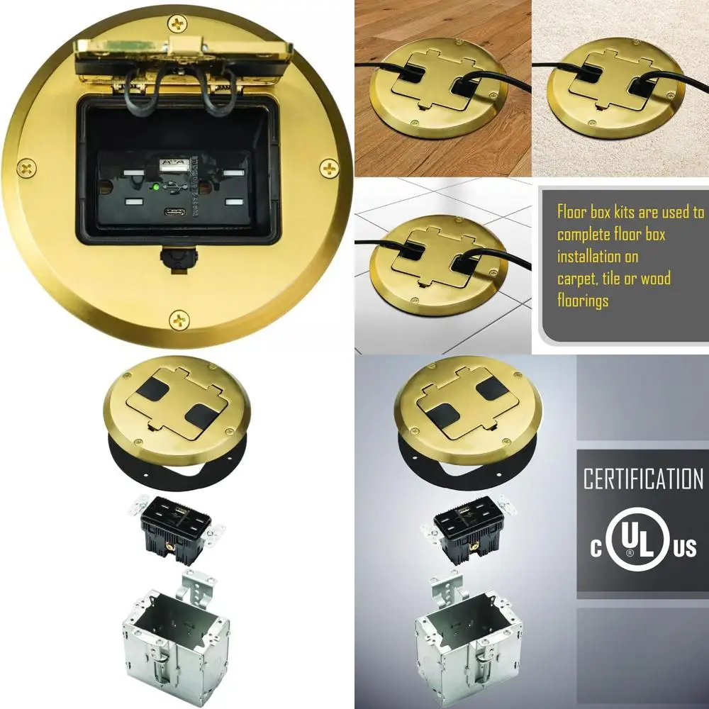 

Двойная розетка из латуни 15А/125В с USB-портами, идеально подходит для домашнего ремонта, установки в однофазную розетку или под деревянный пол