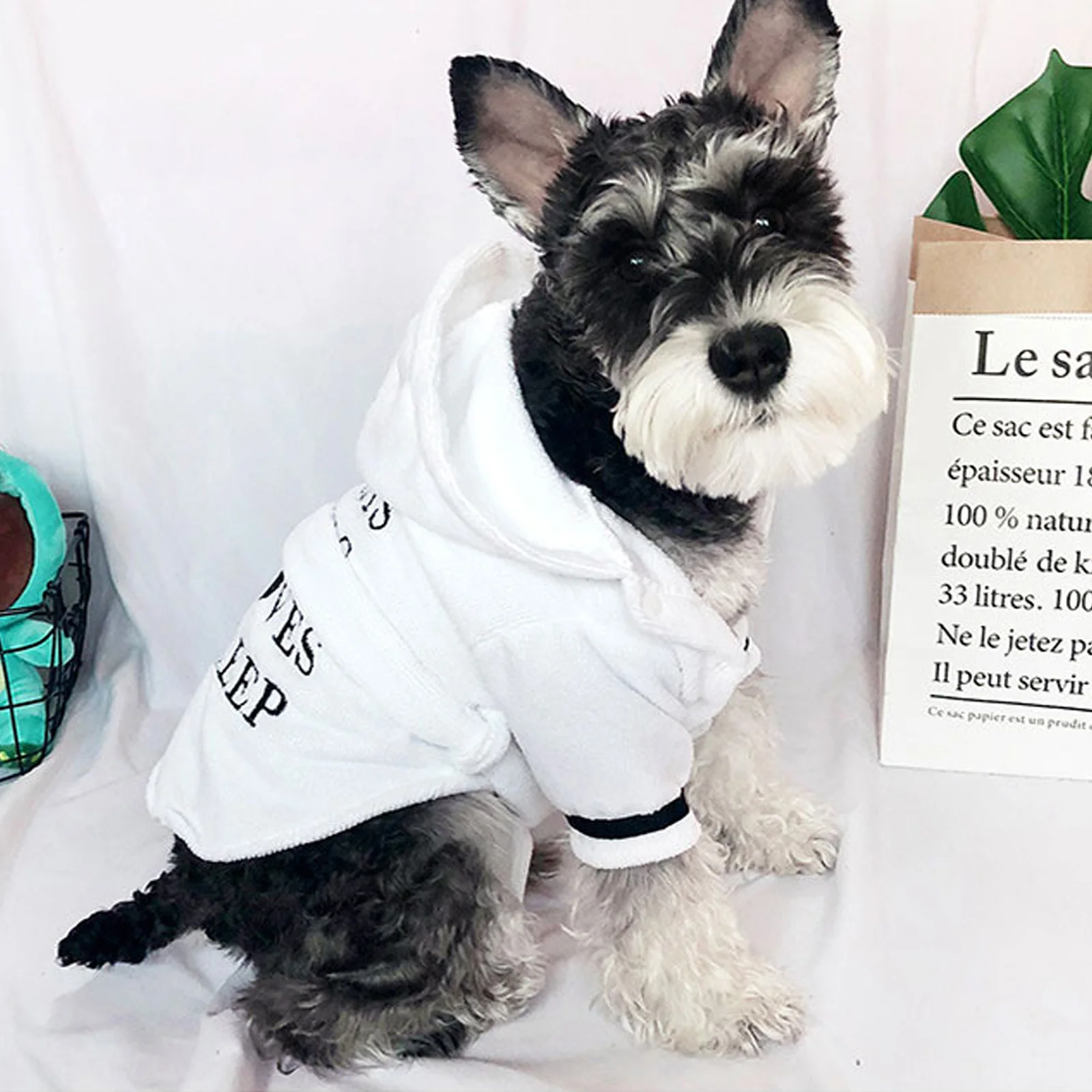

Cute Pet Bathrobe For Dogs Adjustable Belt Quick Dry Super Absorbent Warm After Bath Reusable Puppy Pajamas Pet Night Gown White