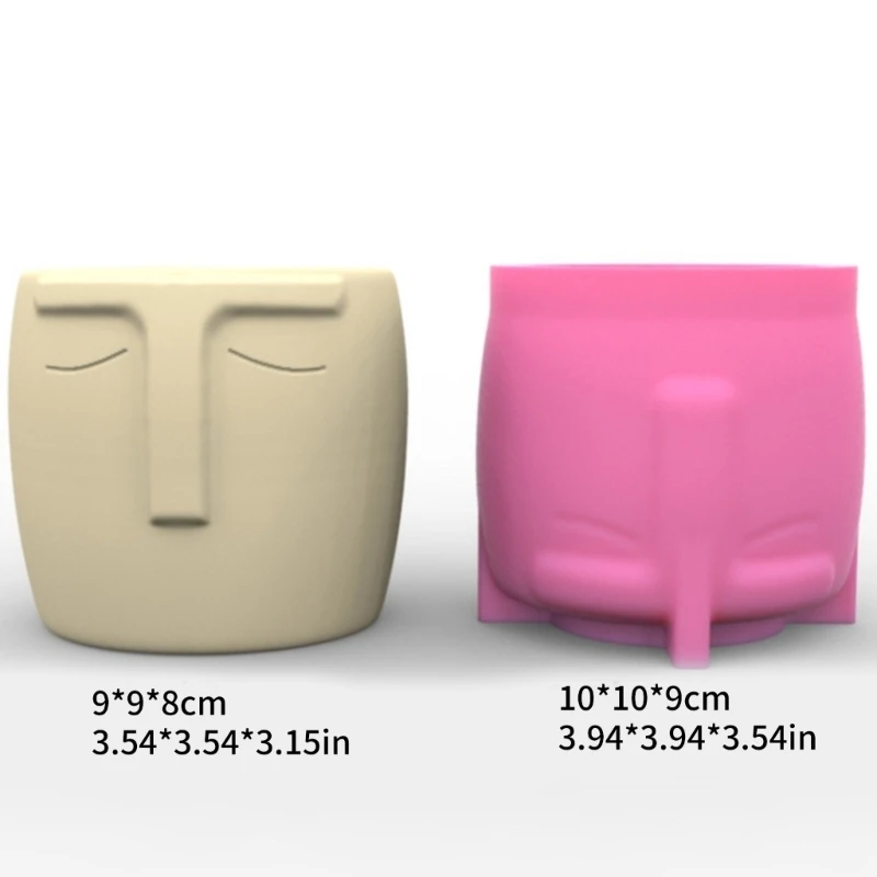 DIY Silicone Mould for Flower Pot Reusable Human Face Vase Resin Molds DIY Craft D5QB