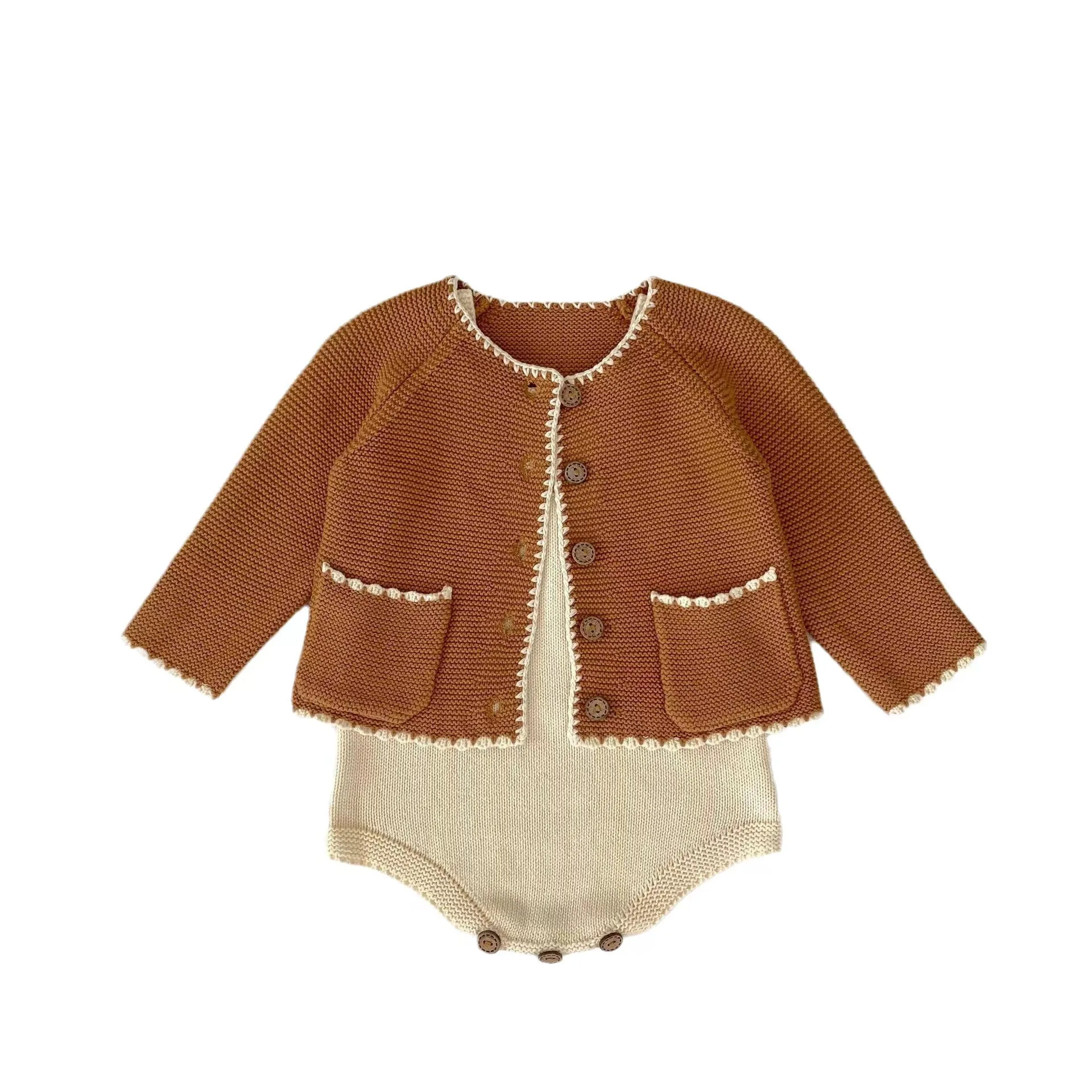 

2024 Autumn and Winter New Baby Girl Handmade Ball Knitted Coat+Knitted Sling Sweetheart