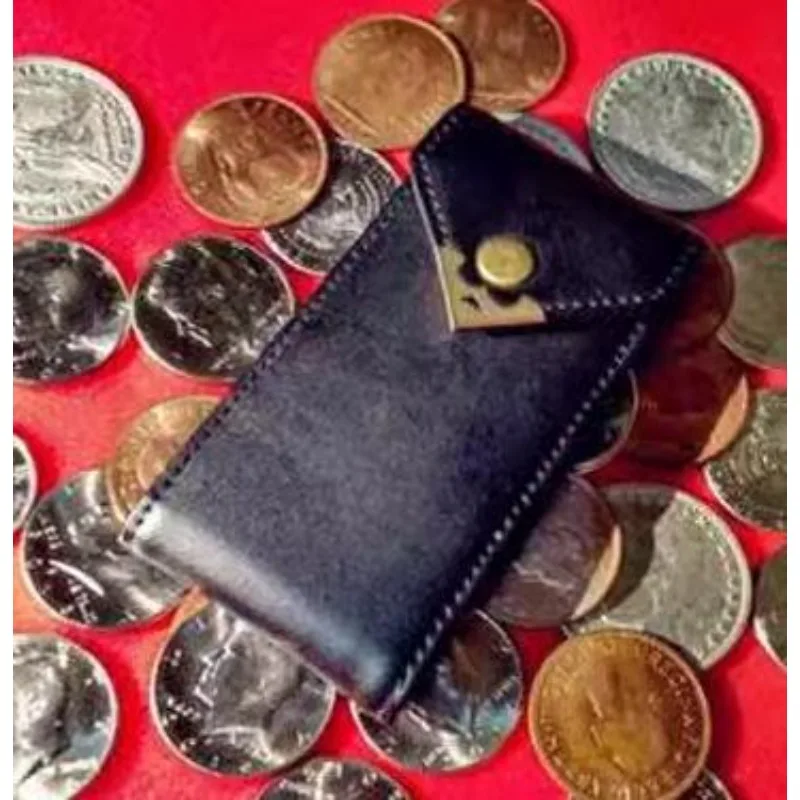 6 Pocket Coin Purse (Leather) Magic Tricks E Coin Pack Magician Wallet Coin Magia Accessories Close Up Street Props Magie Funny