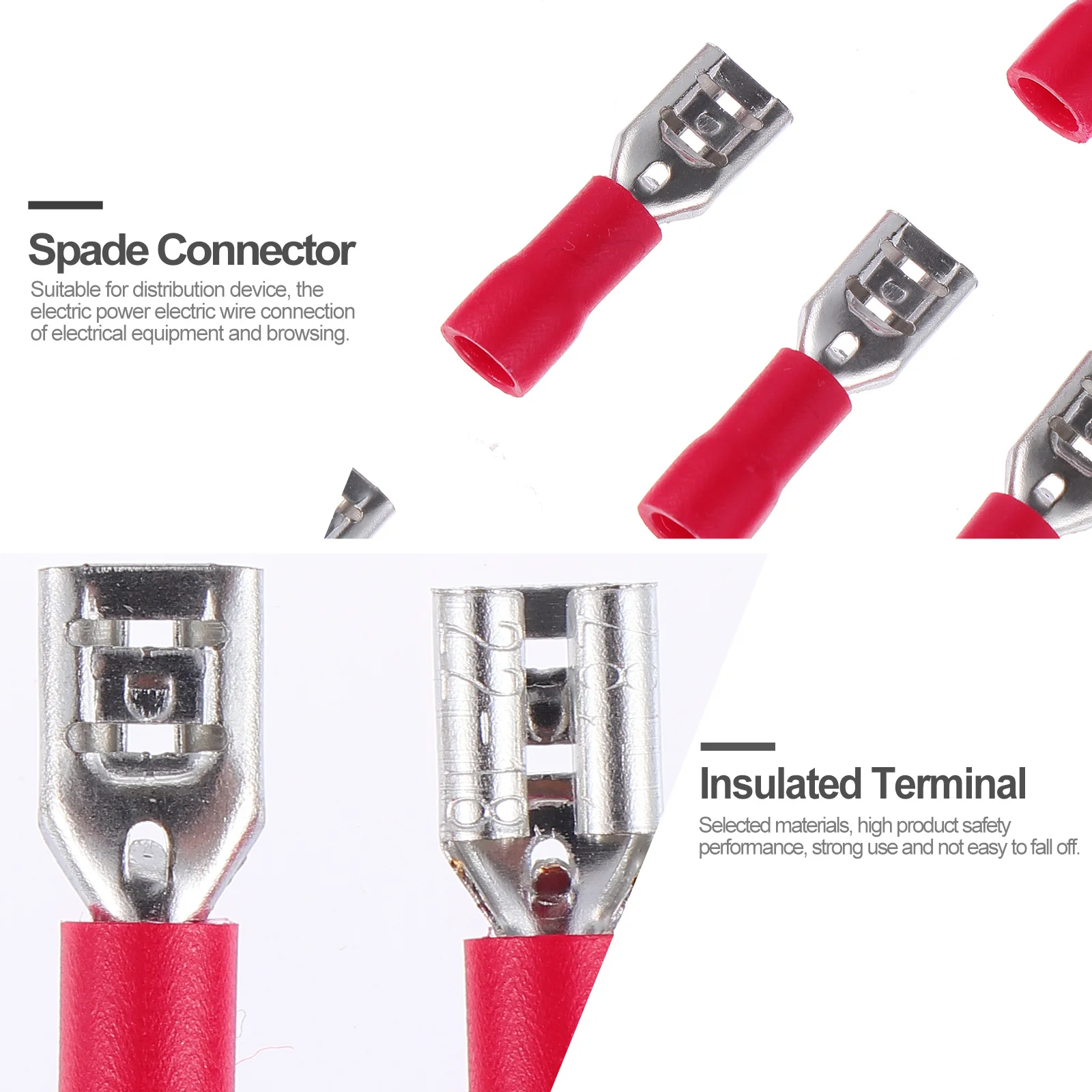 

200pcs Pre-Insulated Spade Terminal Cold Pressed Connector For Electrical Wiring Automotive Home Use Crimp Wire Connectors