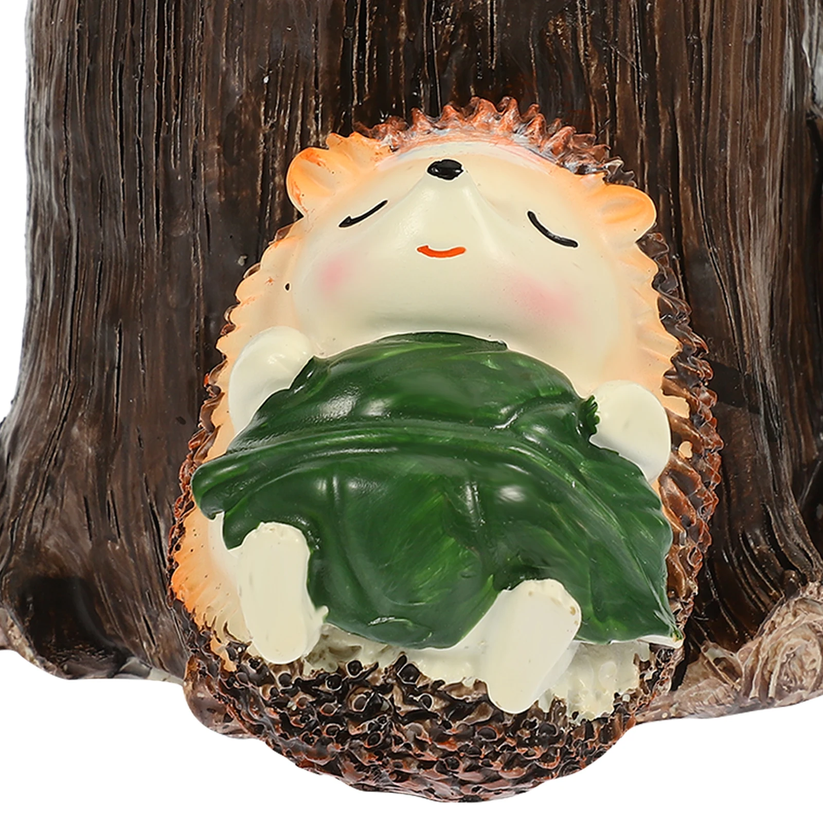 

Hedgehog Resin Pen Holder Leaning on Stump Creative Desktop Organizer Multi-Purpose Storage for Office School Makeup Tools