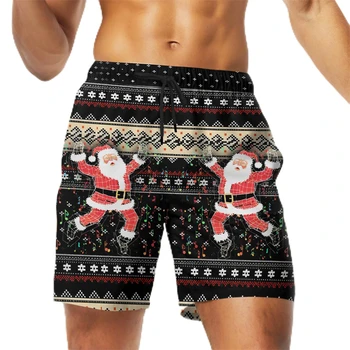 2025 Vrolijk Kerstfeest Kerstman Mannen Shorts Grappige Kerst Unisex Y2k Board Korte Broek Zomer Hawaii Badpak Surf Zwemmen Kids Trunks