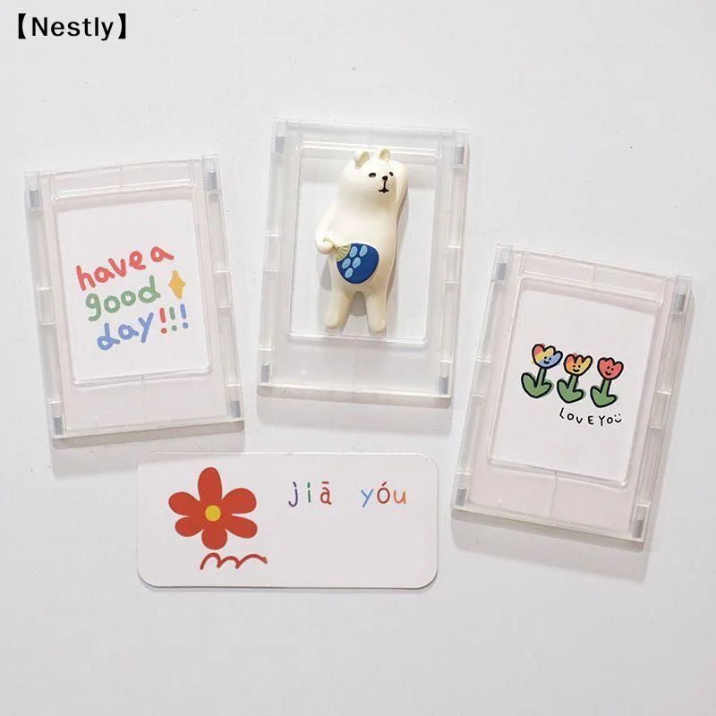 1/5Pc Refrigerator Magnet 3-inch Minimalist Photo Frame Transparent Acrylic Photo Card Display Refrigerator Decoration〔Nest〕