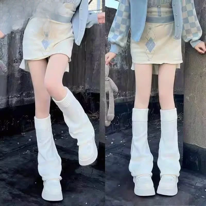 

Вязаные длинные леггинсы-клеш для женщин в стиле JK, аниме, лолита, для студенток, с широкими штанинами