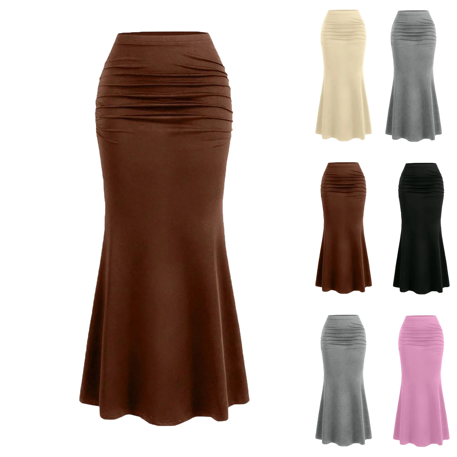 

Women's Fashionable Sexy Skirt Solid Color Fishtail Skirt High Waist Women's Fishtail Skirt Elegant Design Skirts Maxi Skirts